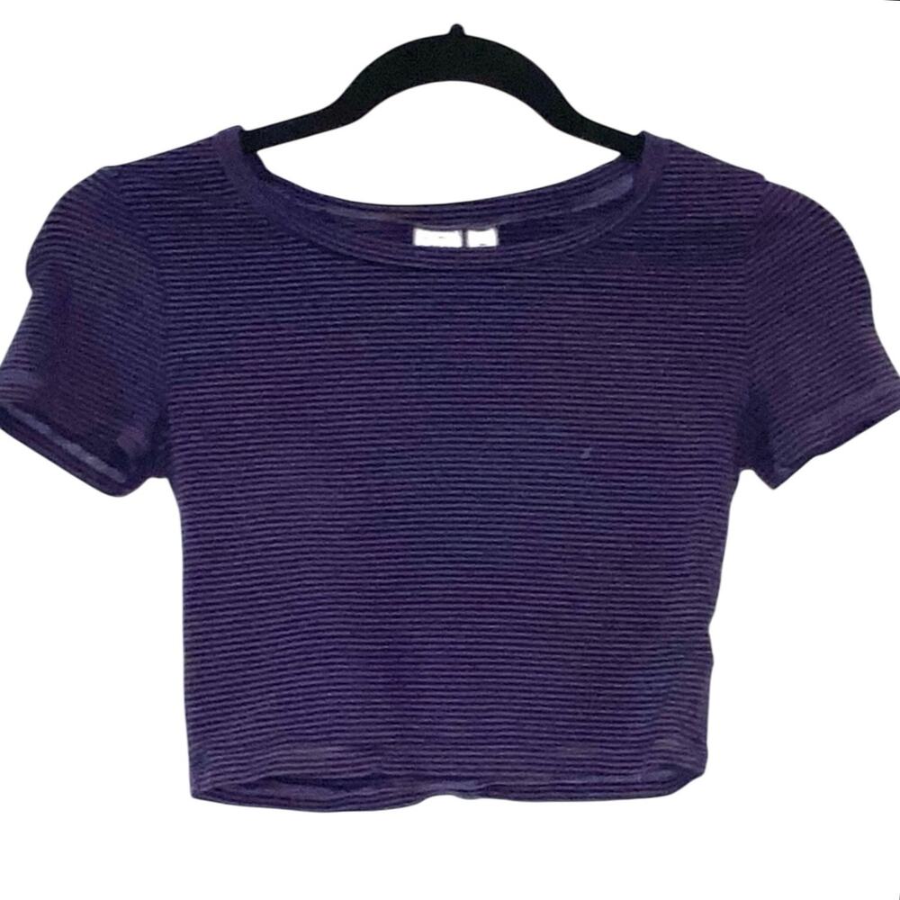 BP Purple Ribbed Cropped Baby Tee Short Sleeve Top Small